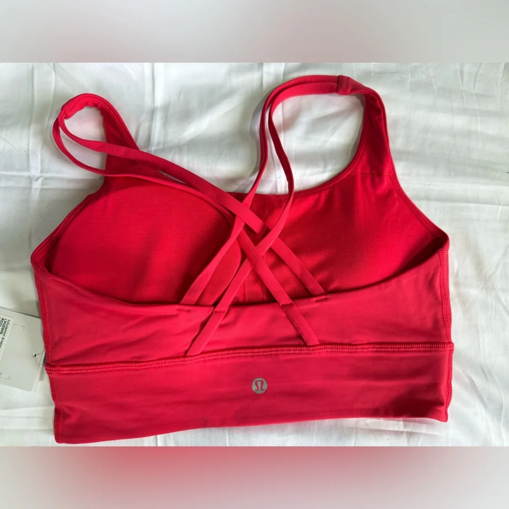 Lululemon Energy Longline Bra Red Glow Women's Sports Bra - Picture 2 of 3